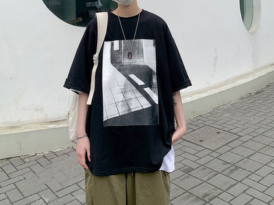 Tricou barbatesc cu maneci 3/4 si imprimeu