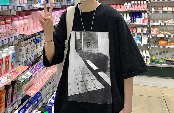 Tricou barbatesc cu maneci 3/4 si imprimeu