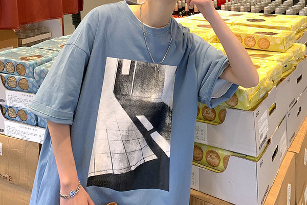 Tricou barbatesc cu maneci 3/4 si imprimeu