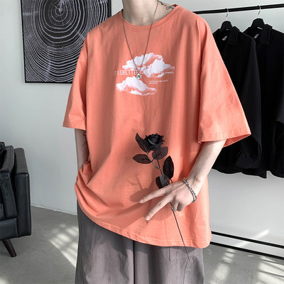 Tricou larg de vara cu aplicatie