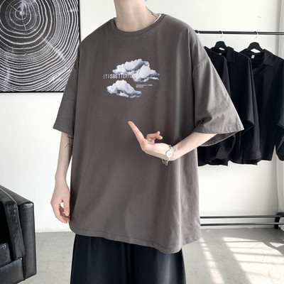 Tricou larg de vara cu aplicatie