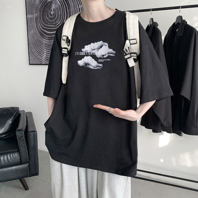 Tricou larg de vara cu aplicatie