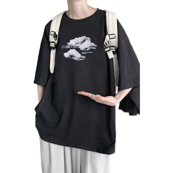 Tricou larg de vara cu aplicatie