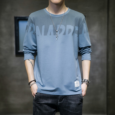 Tricou pentru bărbați cu mâneci lungi și decolteu oval