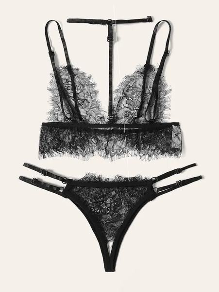 Stilingas moteriškas intymus dviejų nėrinių komplektas