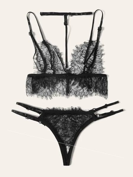 Stilingas moteriškas intymus dviejų nėrinių komplektas