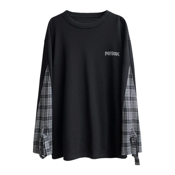 Tricou barbatesc cu maneca lunga si decolteu oval - model larg