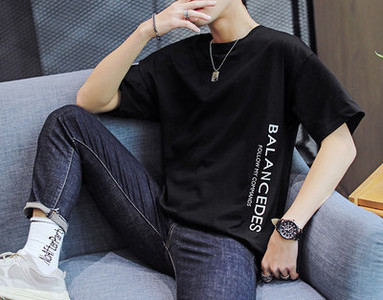 Tricou casual pentru bărbați cu imprimeu inscripționat și decolteu rotund