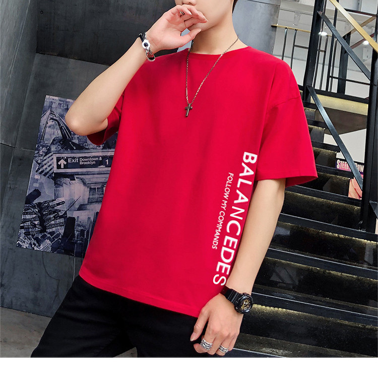 Tricou casual pentru bărbați cu imprimeu inscripționat și decolteu rotund