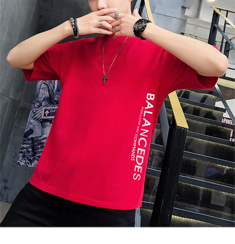 Tricou casual pentru bărbați cu imprimeu inscripționat și decolteu rotund