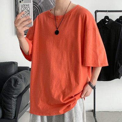 Tricou barbatesc de vara cu decolteu rotund - model monocolor