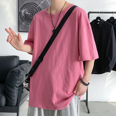 Tricou barbatesc de vara cu decolteu rotund - model monocolor