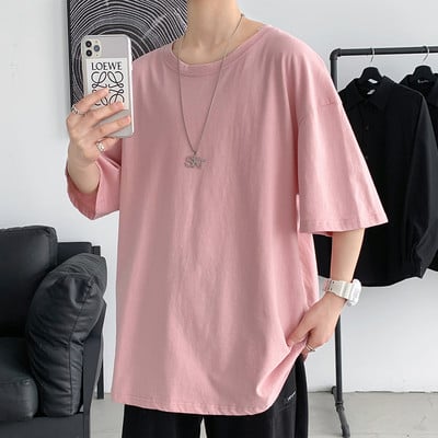 Tricou barbatesc de vara cu decolteu rotund - model monocolor