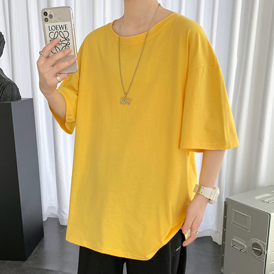 Tricou barbatesc de vara cu decolteu rotund - model monocolor