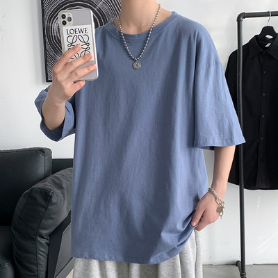 Tricou barbatesc de vara cu decolteu rotund - model monocolor