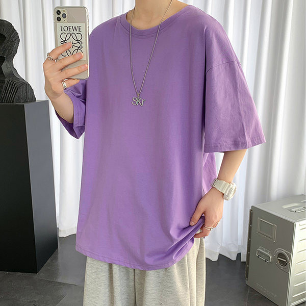 Tricou barbatesc de vara cu decolteu rotund - model monocolor