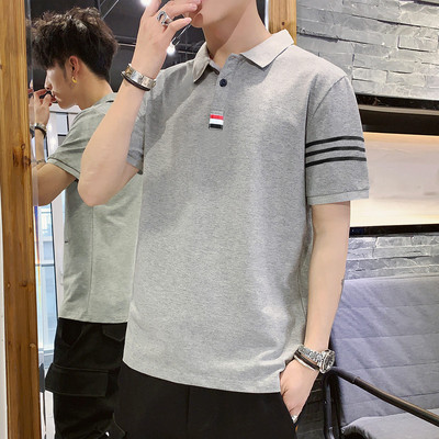 Ανδρική μπλούζα με κλασικό γιακά και κέντημα - διάφορα χρώματα