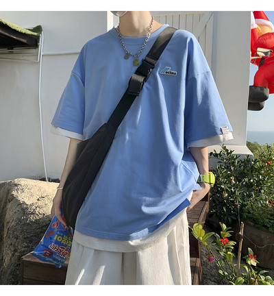 Široka muška majica s grbom i 3/4 rukavima