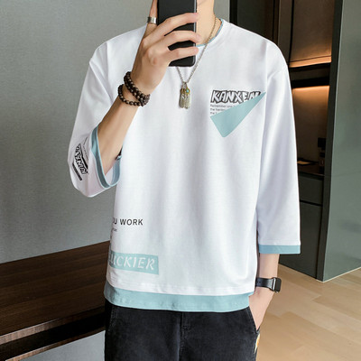 Bluză bărbătească cu mâneci 3/4 și inscripții