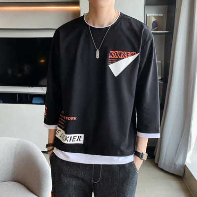 Bluză bărbătească cu mâneci 3/4 și inscripții