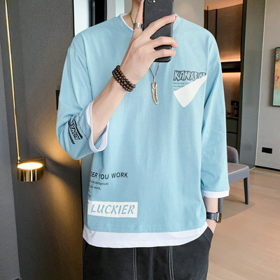 Bluză bărbătească cu mâneci 3/4 și inscripții