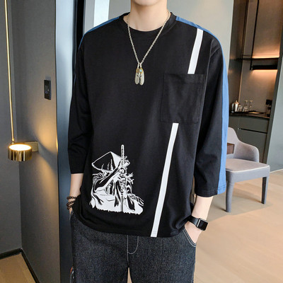 Bluză bărbătească cu mâneci 3/4 și inscripții