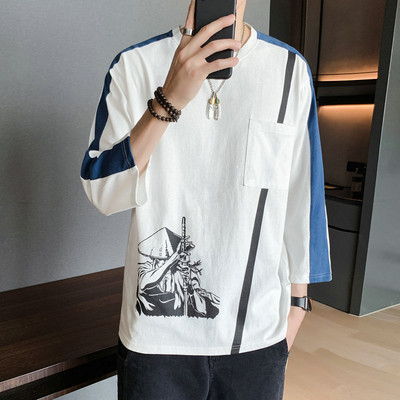 Bluză bărbătească cu mâneci 3/4 și inscripții