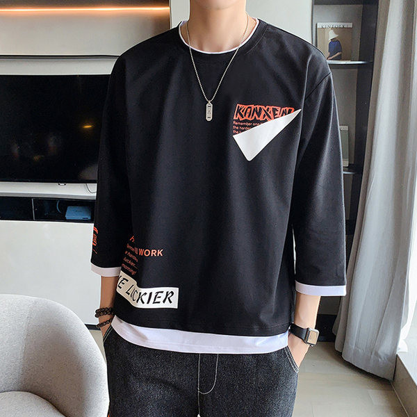 Bluză bărbătească cu mâneci 3/4 și inscripții