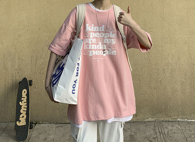 Tricou bărbați cu inscripții și mâneci scurte - model larg