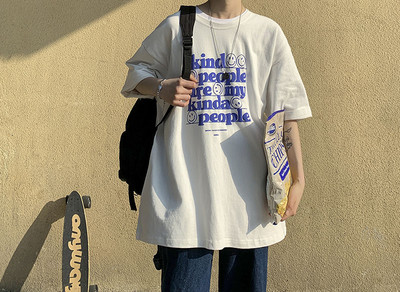 Tricou bărbați cu inscripții și mâneci scurte - model larg