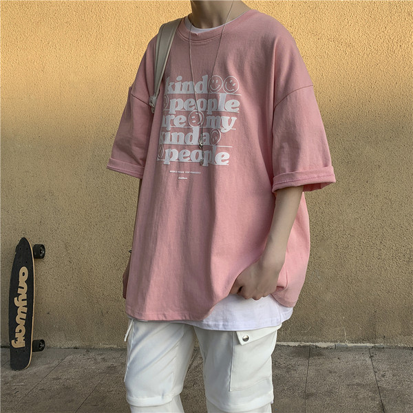 Tricou bărbați cu inscripții și mâneci scurte - model larg