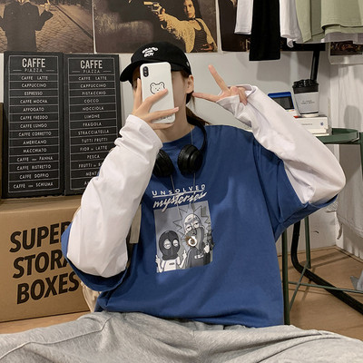 Tricou barbatesc cu imprimeu si decolteu oval - in mai multe culori