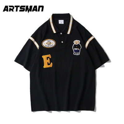 Tricou barbatesc cu guler clasic si broderie