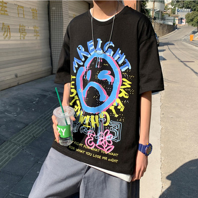 Široki model muške majice s aplikacijom i 3/4 rukavima