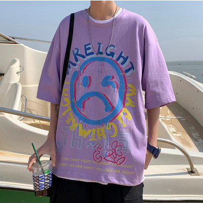 Široki model muške majice s aplikacijom i 3/4 rukavima