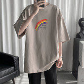 Tricou lat pentru bărbați cu imprimeu curcubeu