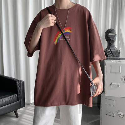 Tricou lat pentru bărbați cu imprimeu curcubeu