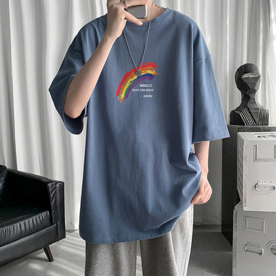 Tricou lat pentru bărbați cu imprimeu curcubeu