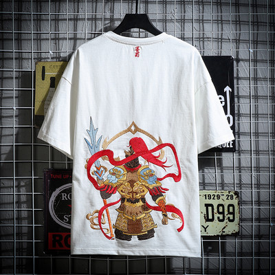 Tricou de vara cu broderie colorata pe spate