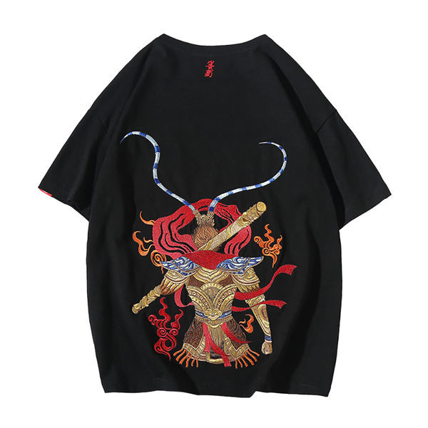 Tricou de vara cu broderie colorata pe spate