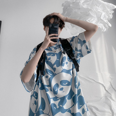 Tricou larg pentru bărbați cu aplicație - în două culori