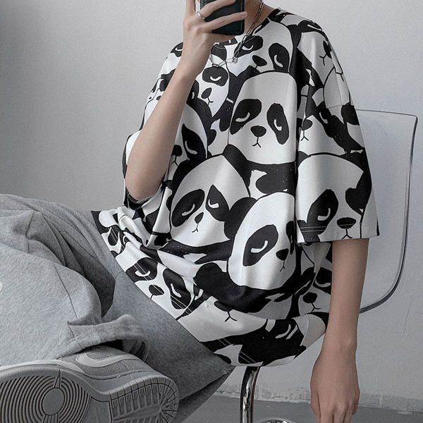 Tricou larg pentru bărbați cu aplicație - în două culori