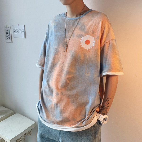 Tricou casual barbatesc in culori irizate