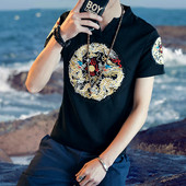 Bluză bărbătească mulată cu broderie