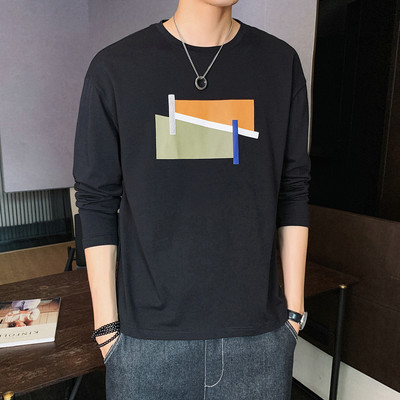 Ανδρική μπλούζα με χρωματιστές ραφές και μακριά μανίκια