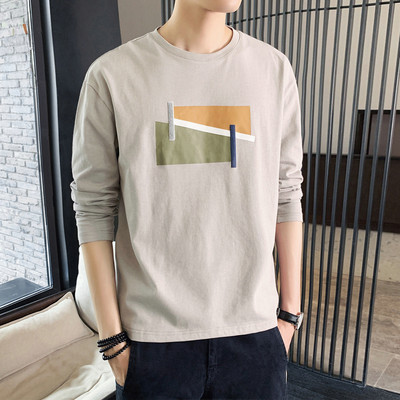 Ανδρική μπλούζα με χρωματιστές ραφές και μακριά μανίκια