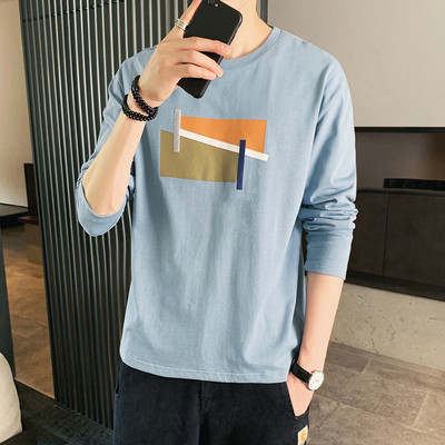 Ανδρική μπλούζα με χρωματιστές ραφές και μακριά μανίκια