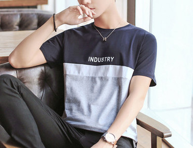 Ανδρικό μπλουζάκι μοντέρνο με κοντά μανίκια και στρογγυλή λαιμόκοψη - διάφορα χρώματα