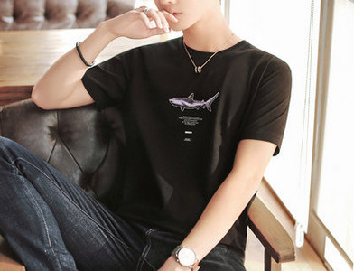 Ανδρικό μπλουζάκι μοντέρνο με κοντά μανίκια και στρογγυλή λαιμόκοψη - διάφορα χρώματα