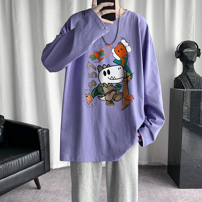 Ανδρική μπλούζα με μακριά μανίκια και πολύχρωμο απλικέ